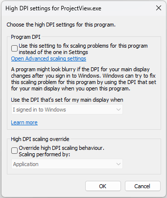 High DPI Settings